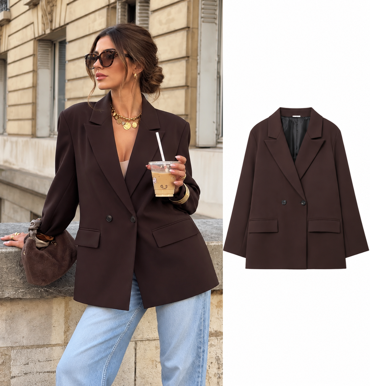 Blazer Cruzado Elegante con Botones · Estilo Oficina